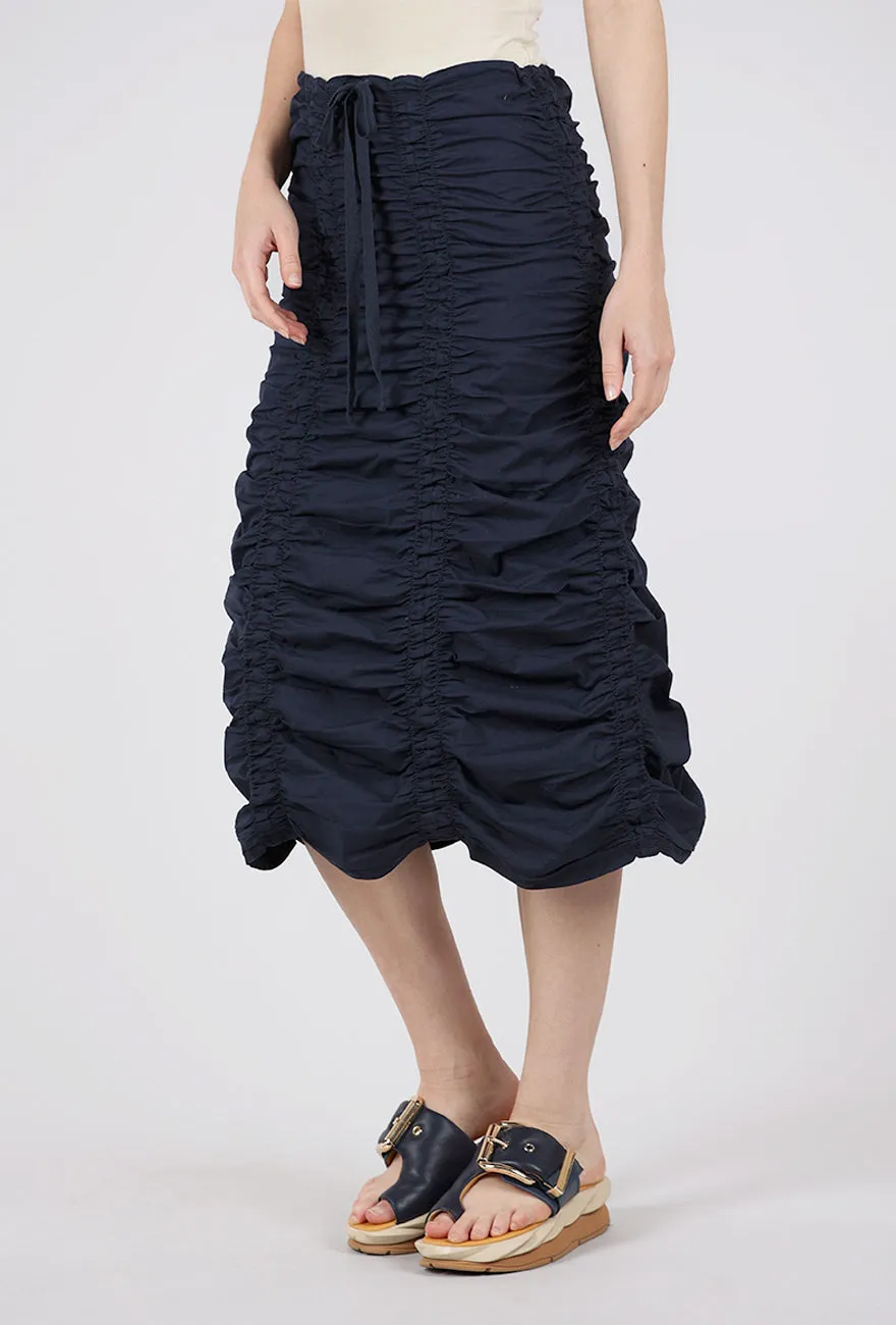 Double Shirred Skirt, Navy Bold Accent