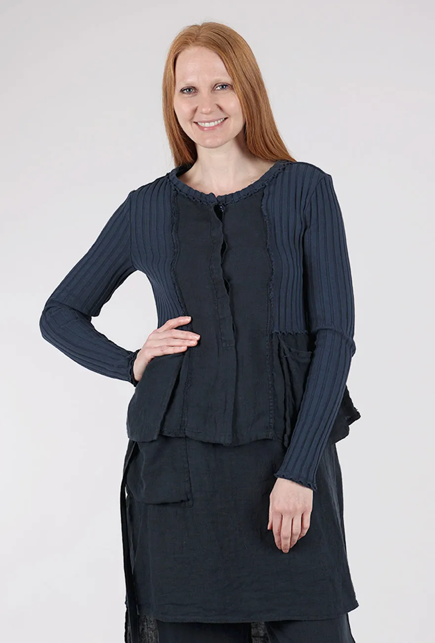 Mixed Media Shrunken Jacket, Navy Street Comfort Fit Soft Texture