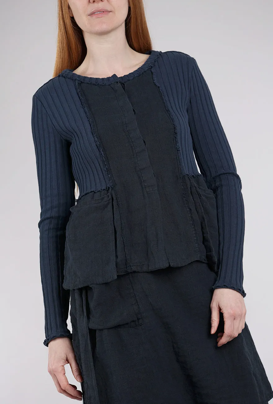 Down Filled Mixed Media Shrunken Jacket, Navy