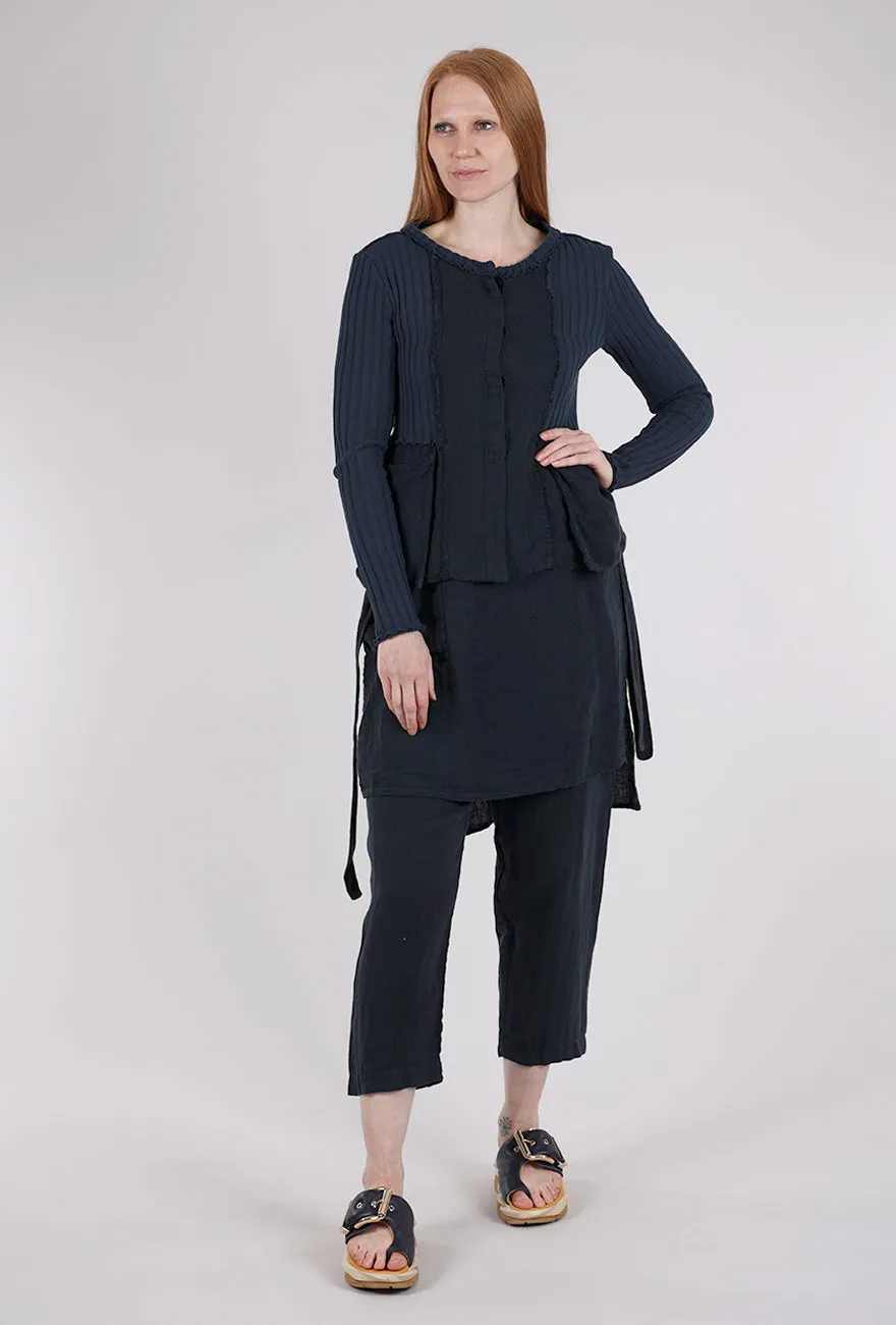 Down Filled Mixed Media Shrunken Jacket, Navy