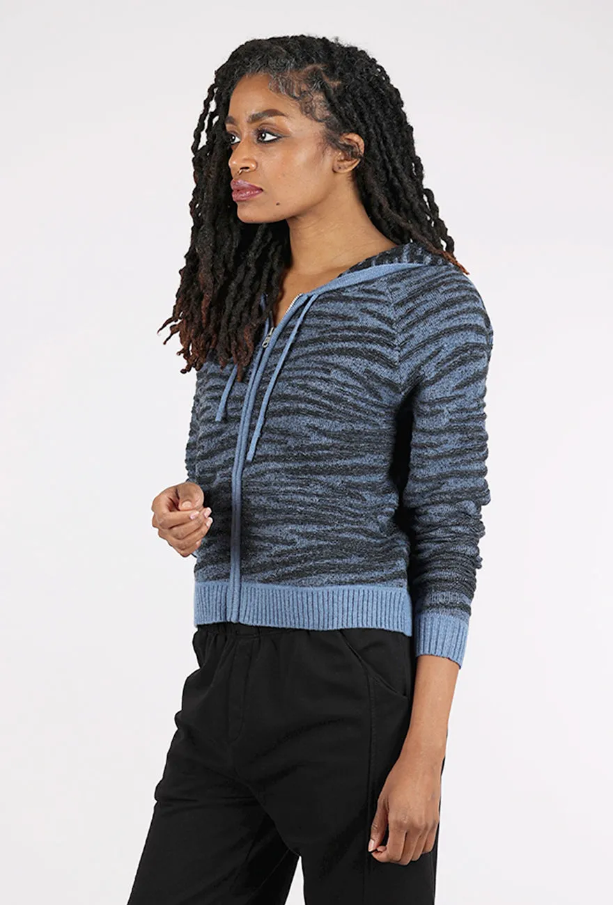 Drago Zip Sweater, Denim Tall-enhancing
