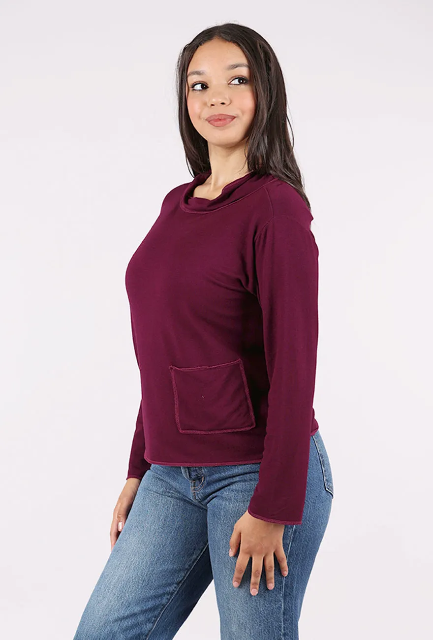 Drape Knit Yoga Top, Razzleberry Textured Fabric