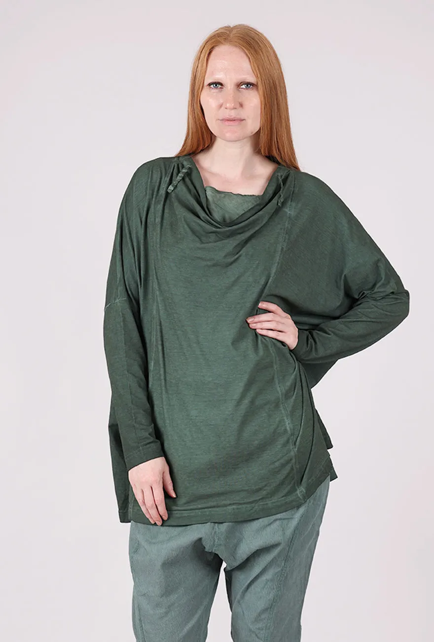 indoor activities Drape Neck Bubble Tunic, Pine Cloud