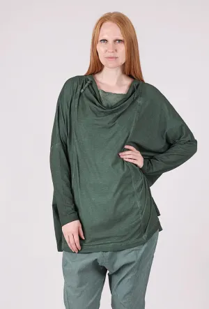 indoor activities Drape Neck Bubble Tunic, Pine Cloud