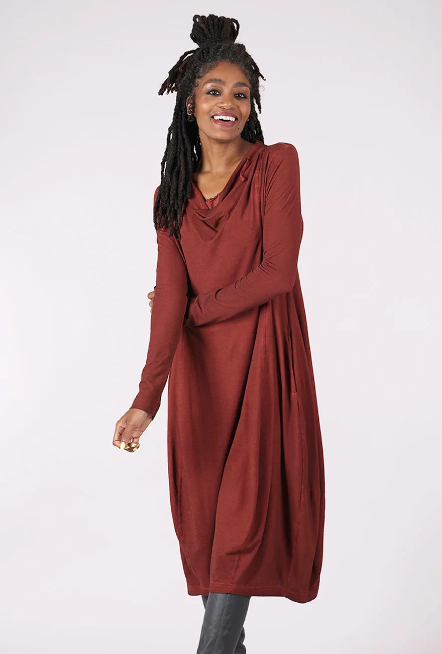 Drape Neck Knit Lantern Dress, Crab Cloud Shore Time