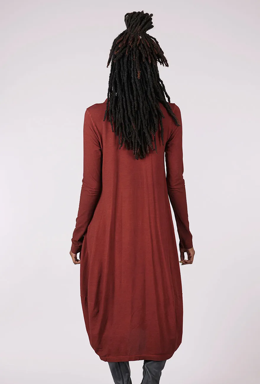 Drape Neck Knit Lantern Dress, Crab Cloud Hand Dyed