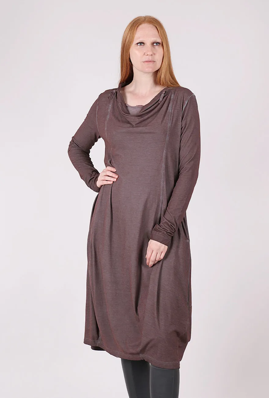 Drape Neck Knit Lantern Dress, Flamingo Cloud Scandi Clean Sweetheart Cut