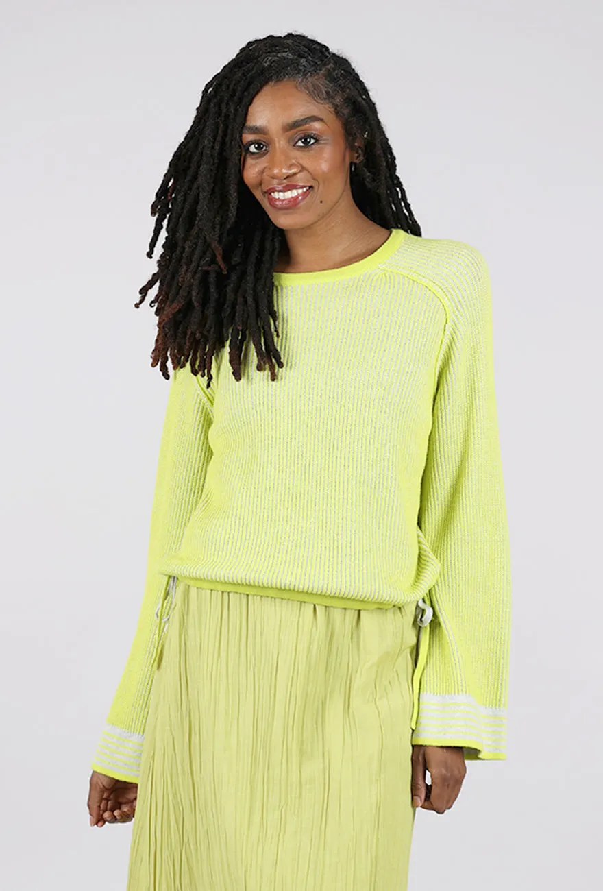 Drawstring Pullover, Lime Casual fall sweater Relaxed-fit sweater