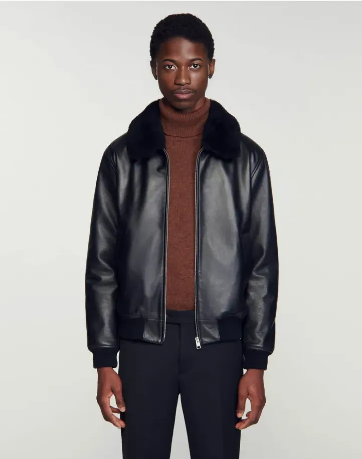 Drawstring Waist Leather Jacket