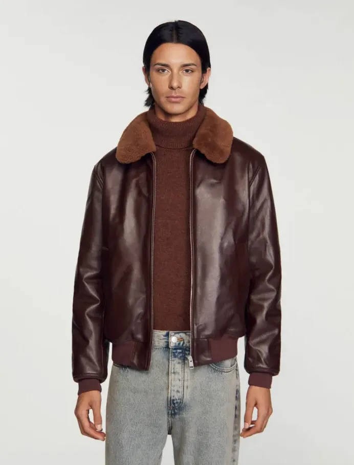 Drawstring Waist Leather Jacket