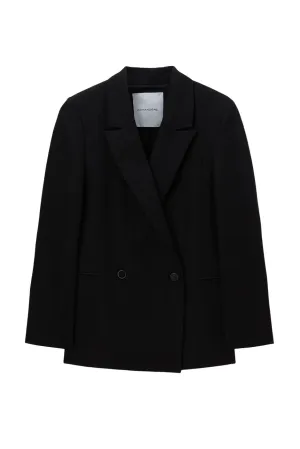 Detachable Hood Down Filled Drill Black Blazer