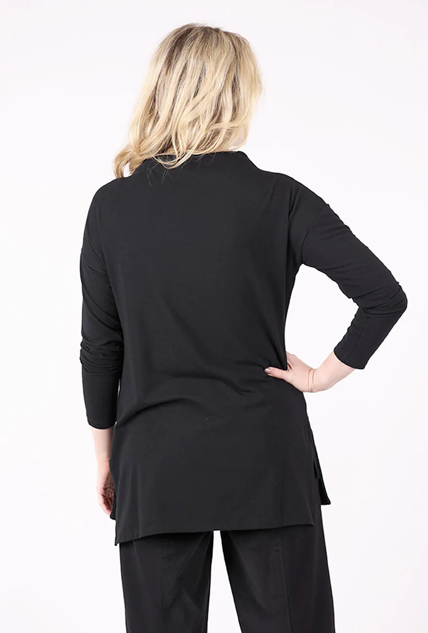Dropped Pockets Tunic, Black Warm Texture