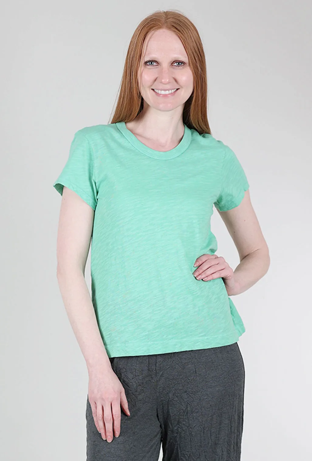 Slim Shrunken Crew, Spearmint Regular fit normality Layering Essential