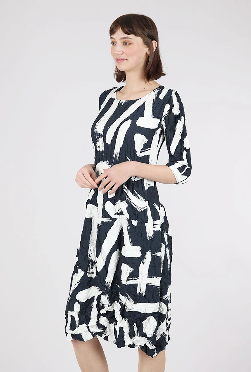 Durable clothing 3/4-Sleeve Smash Pocket Dress, Indigo Noise