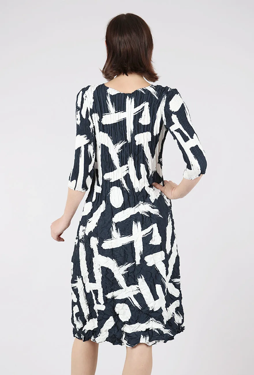Durable clothing 3/4-Sleeve Smash Pocket Dress, Indigo Noise