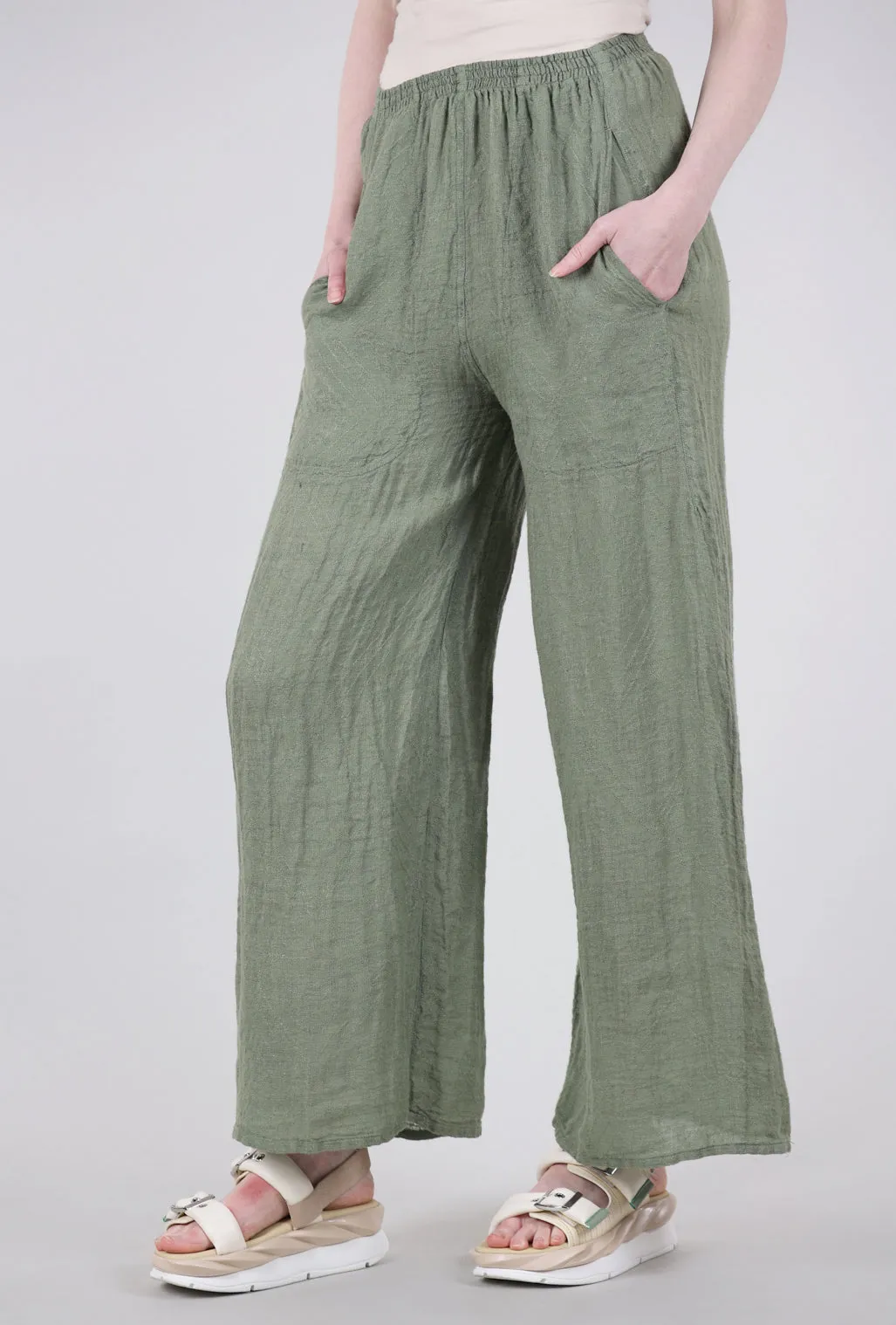 Durable Fit Linen Flow Pant, Olive
