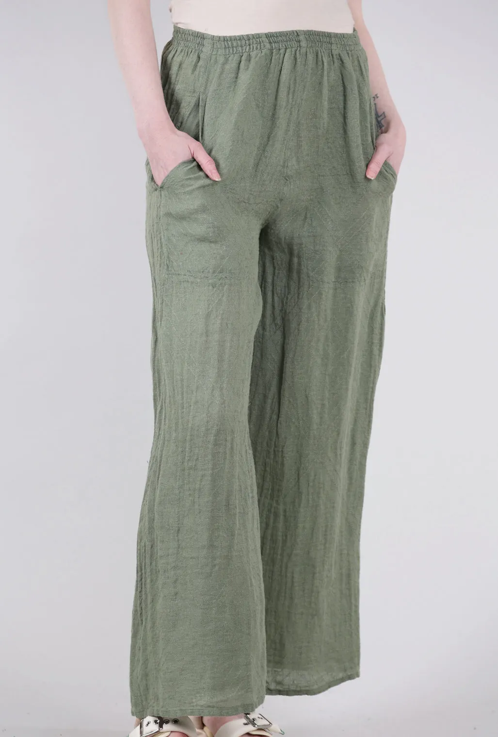 Durable Fit Linen Flow Pant, Olive