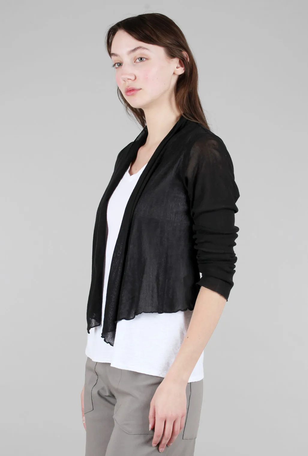 Durable Quality Cropped Tulle Cardie, Black