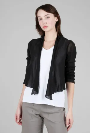 Simple Casual Style Cropped Tulle Cardie, Black