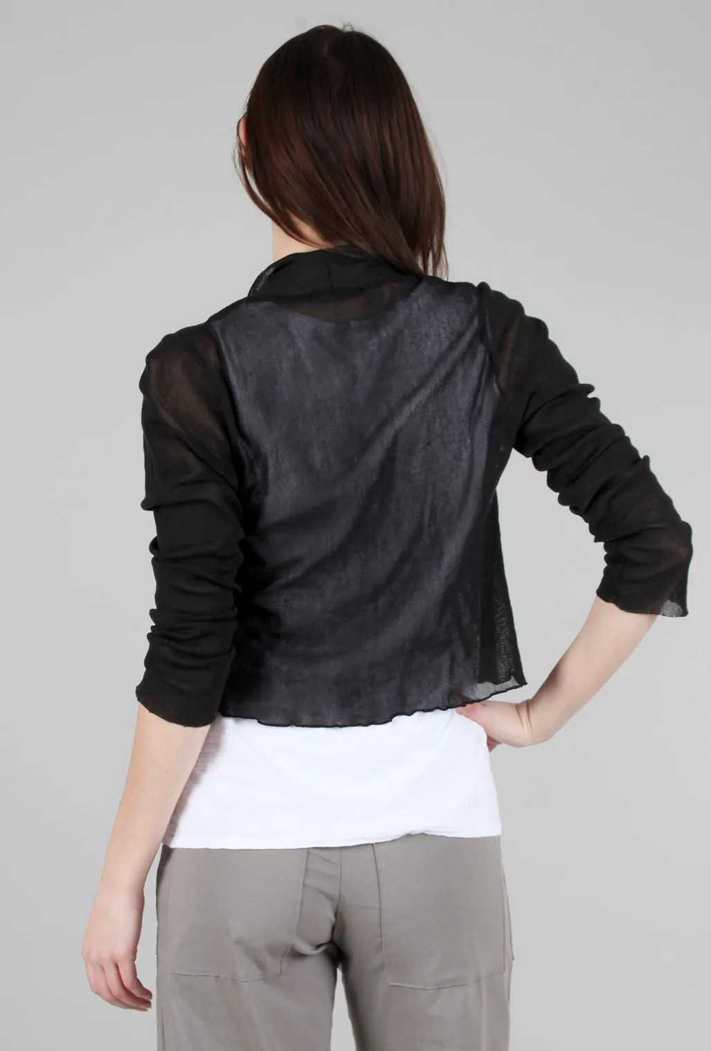Durable Quality Cropped Tulle Cardie, Black