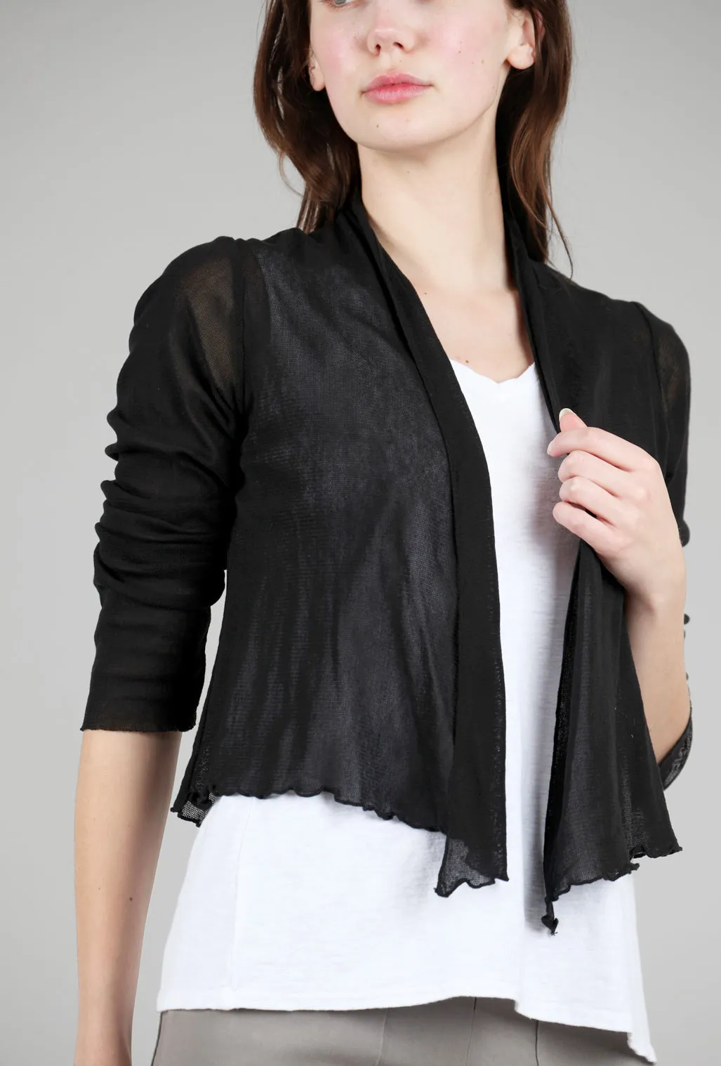 Durable Quality Cropped Tulle Cardie, Black