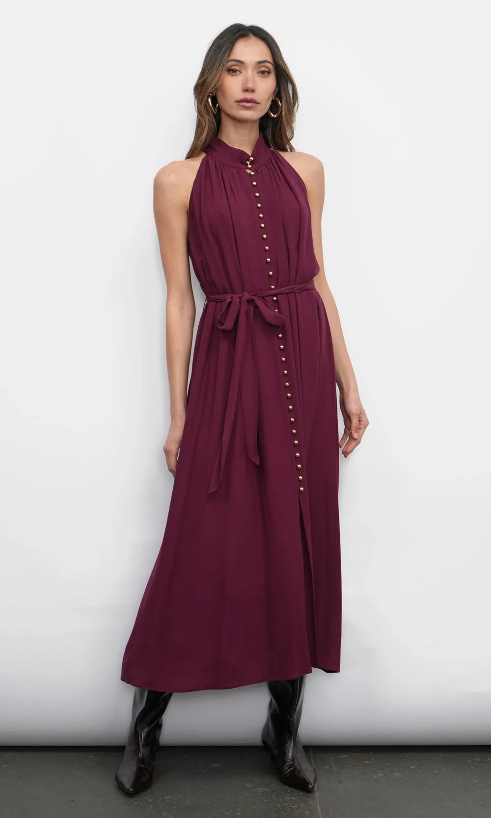 Durable Sets Everley Button Up Tie Front Midi Dress
