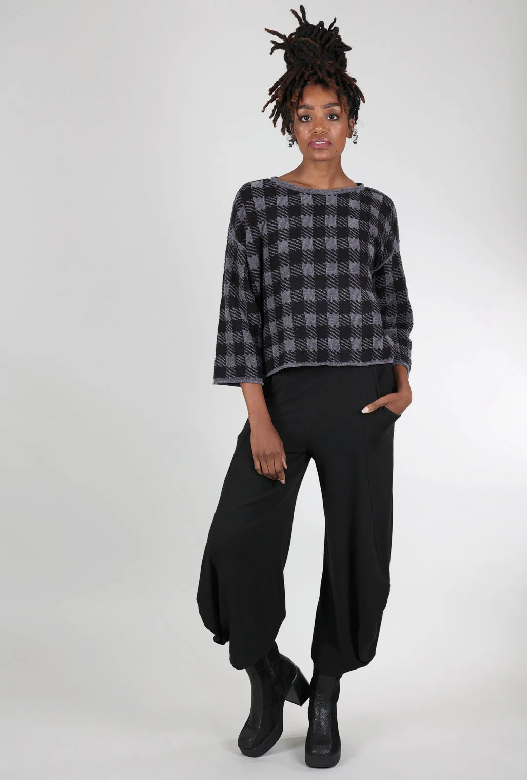 Durable Wearable Chenille Check Topper, Charcoal