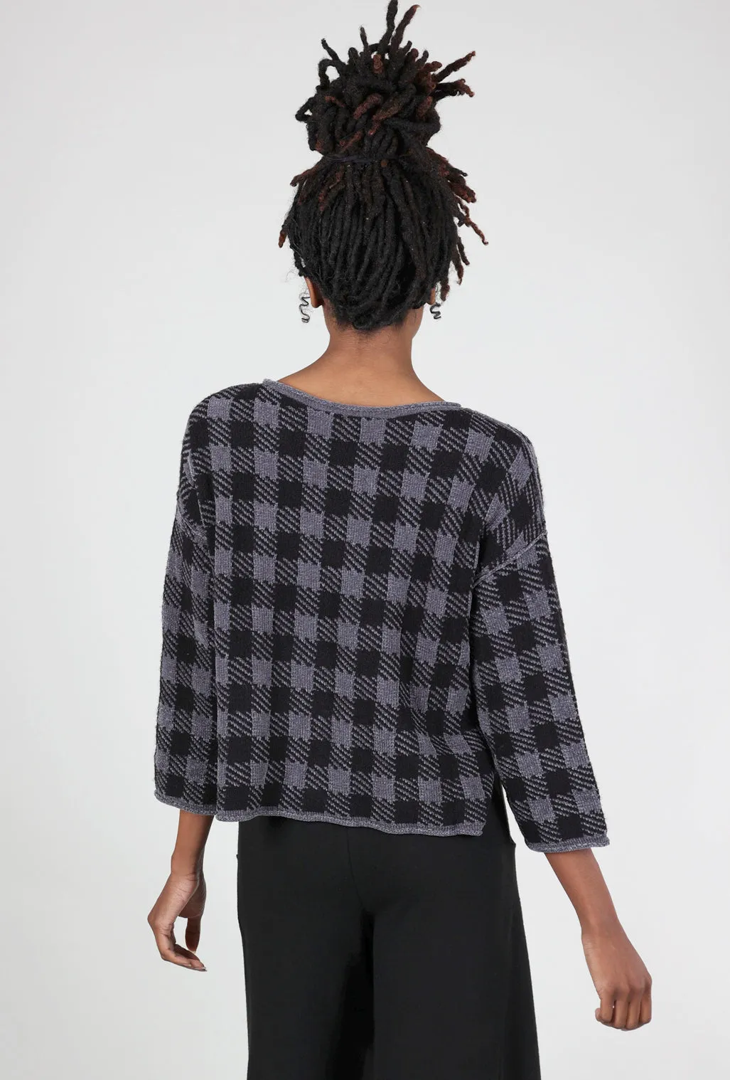 Durable Wearable Chenille Check Topper, Charcoal