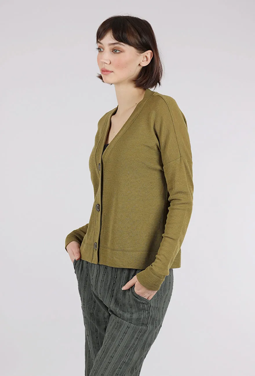 Durable Wearable Wool Box Cardigan, Moss