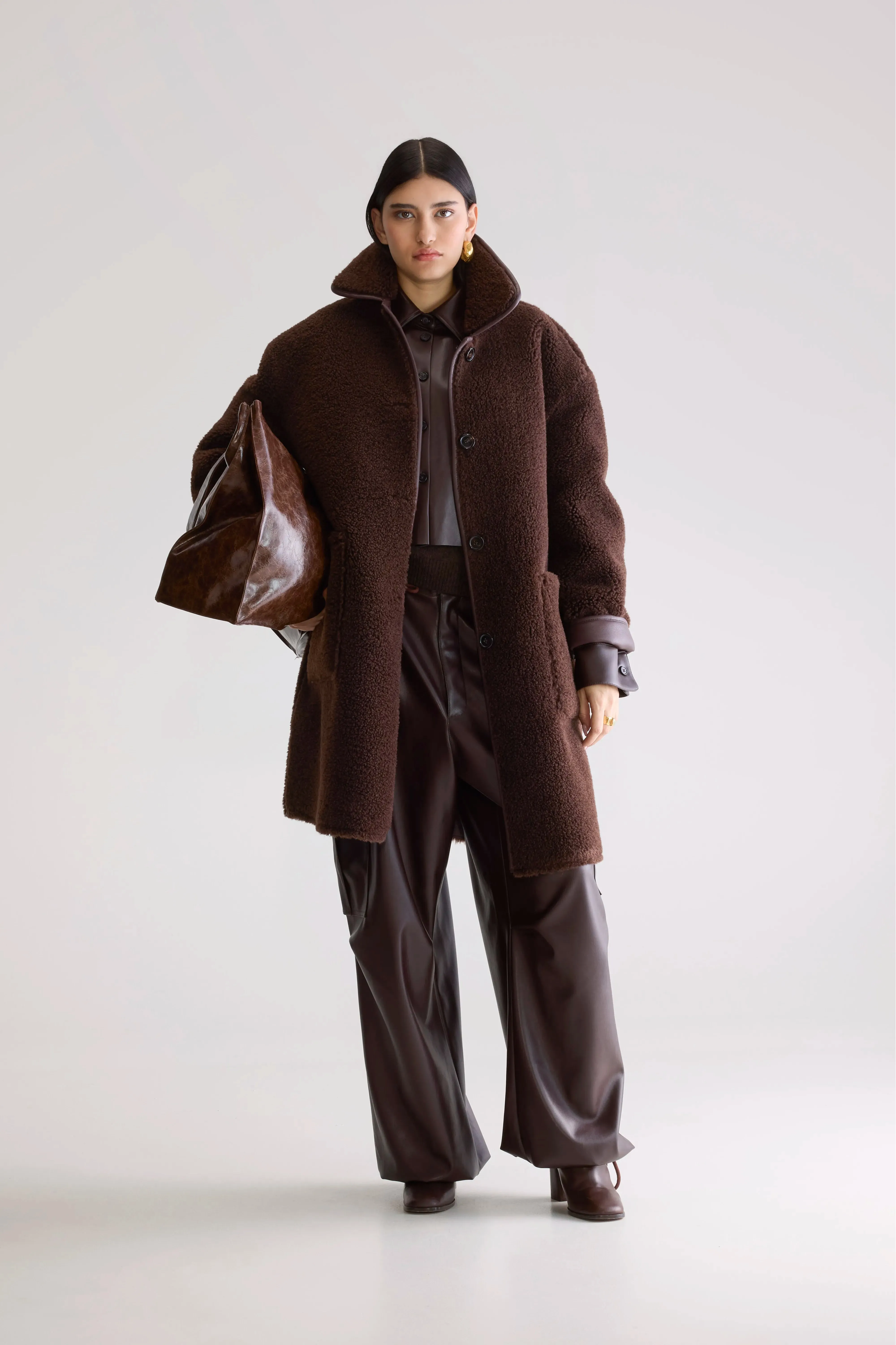 Easton long coat (252 / W / DARK ROAST) Modern Cool