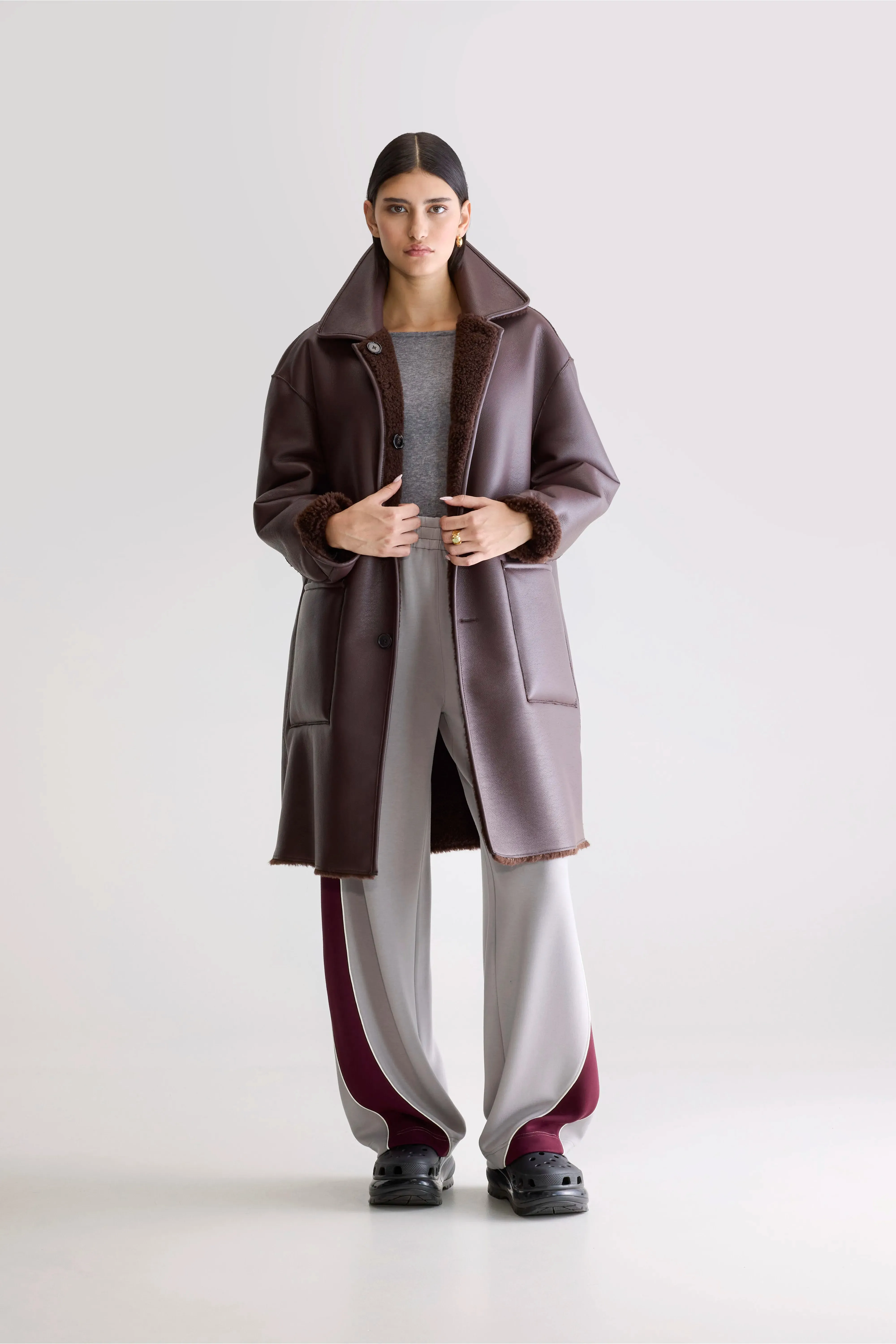 Easton long coat (252 / W / DARK ROAST) Modern Cool