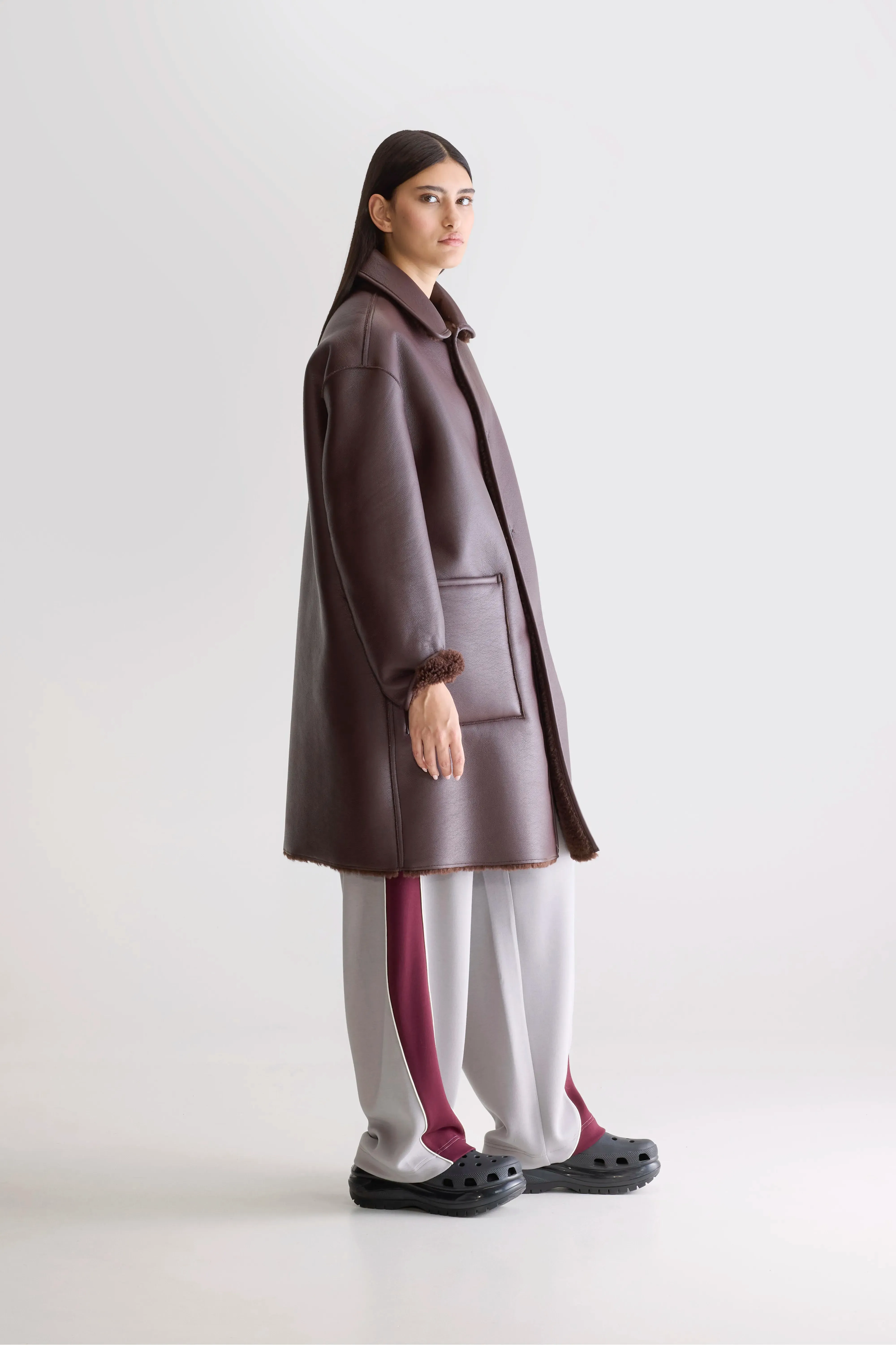 Easton long coat (252 / W / DARK ROAST) Modern Cool