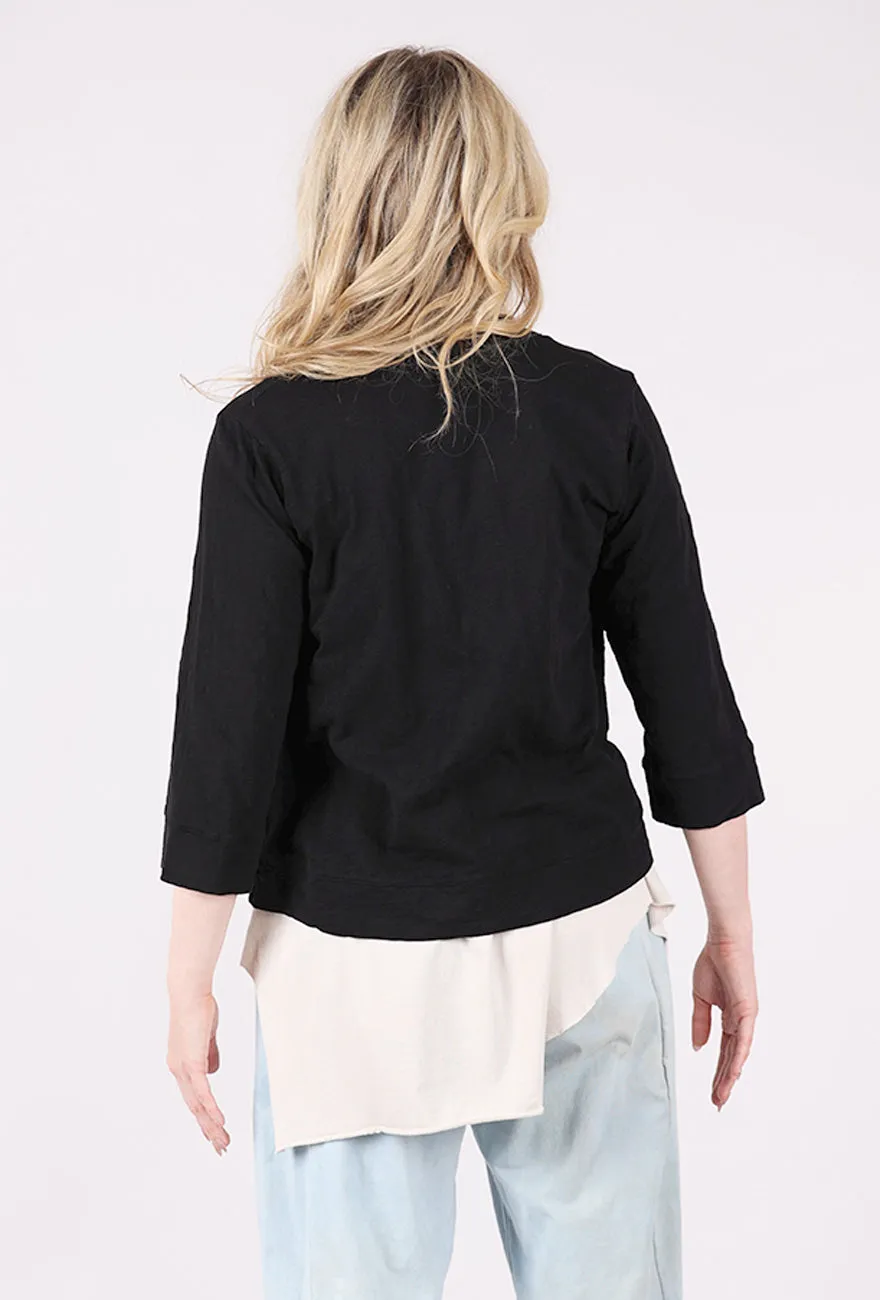 Easy 3/4 Sleeve Cardie, Black Crisp Shaped