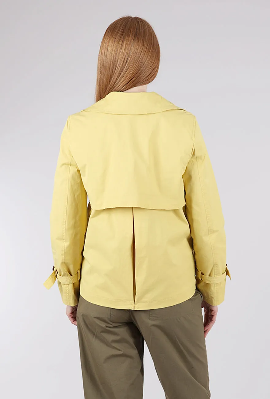 Easy Closure Stretch DB Short Trench, Citron
