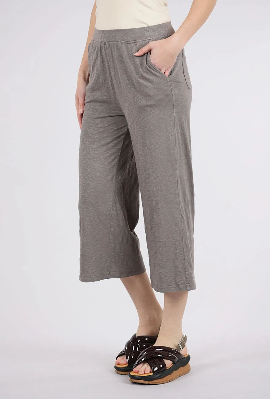 Easy Comfort Wide Leg Crop Knit Pants, Onyx Gray
