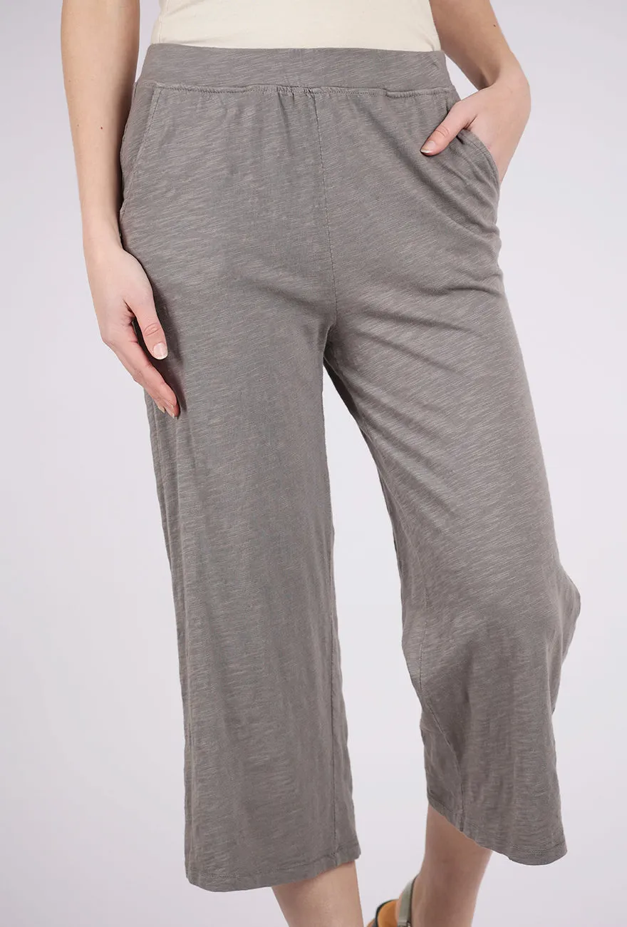 Easy Comfort Wide Leg Crop Knit Pants, Onyx Gray