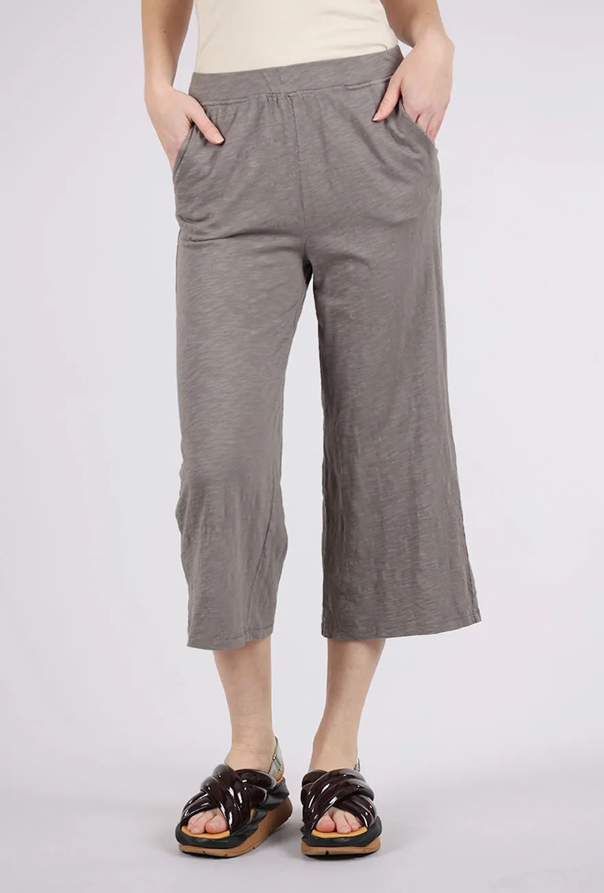Easy Comfort Wide Leg Crop Knit Pants, Onyx Gray
