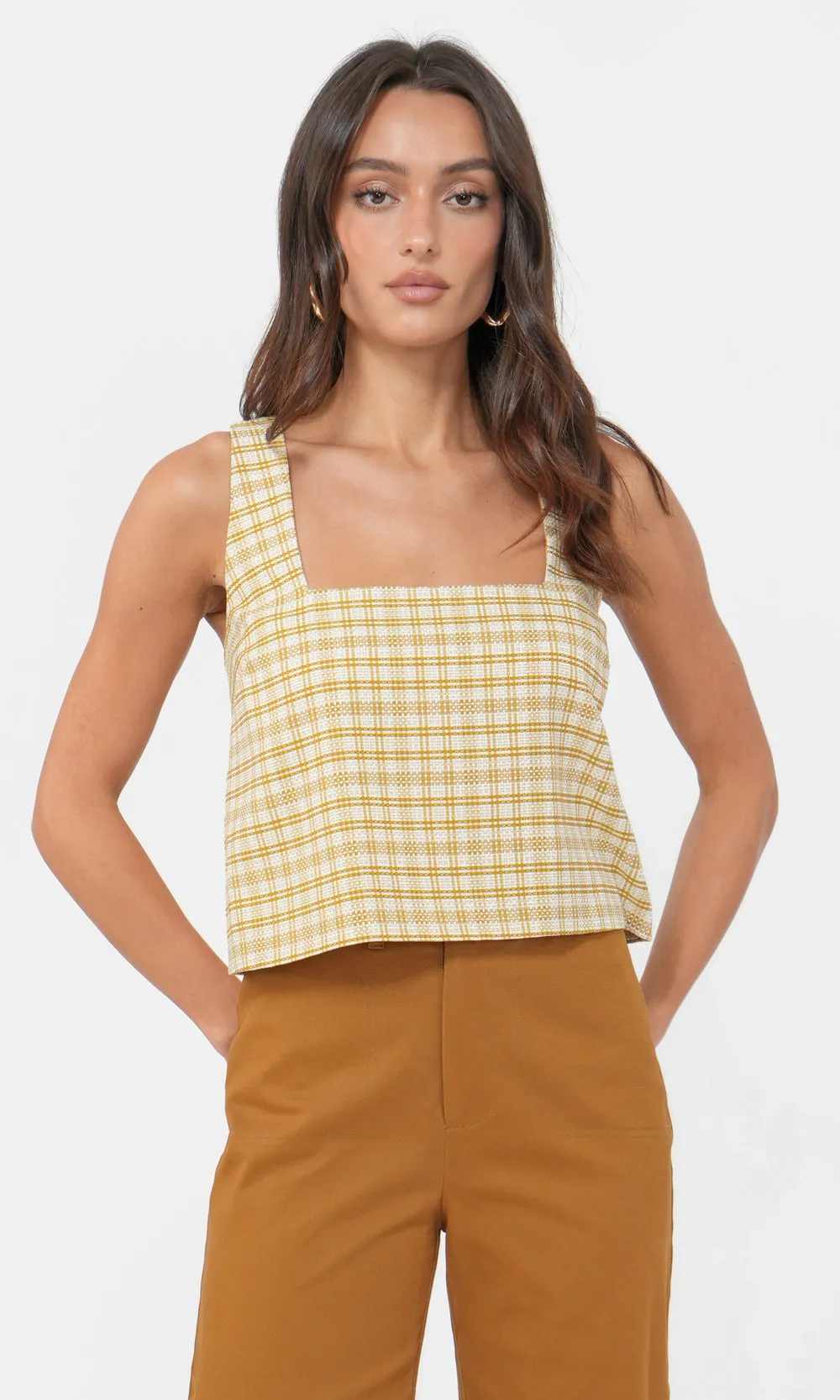 Joslyn Square Neck Top women's commute height-enhancing