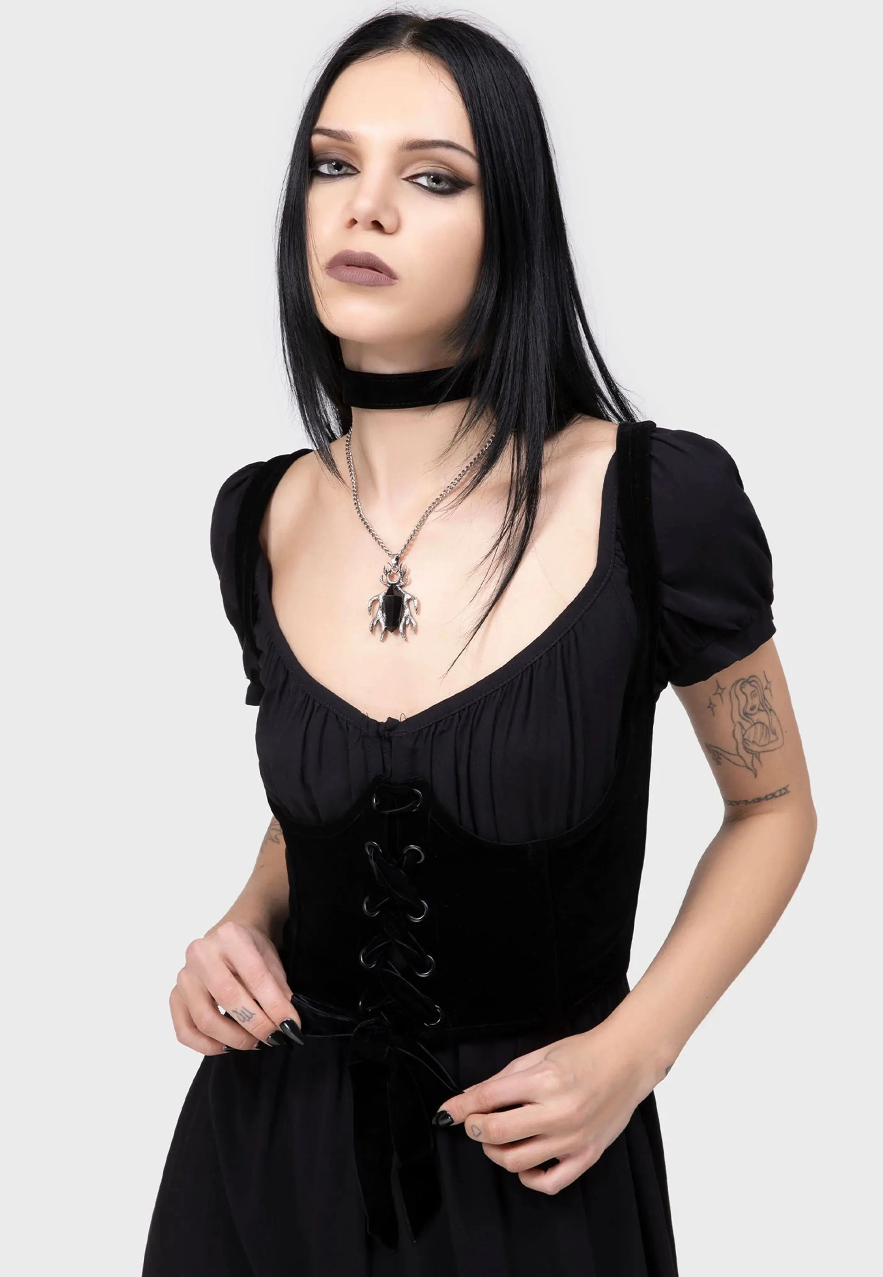 Easy Fresh Killstar x Moonbloom - Gloom and Garter Underbust Black - Top