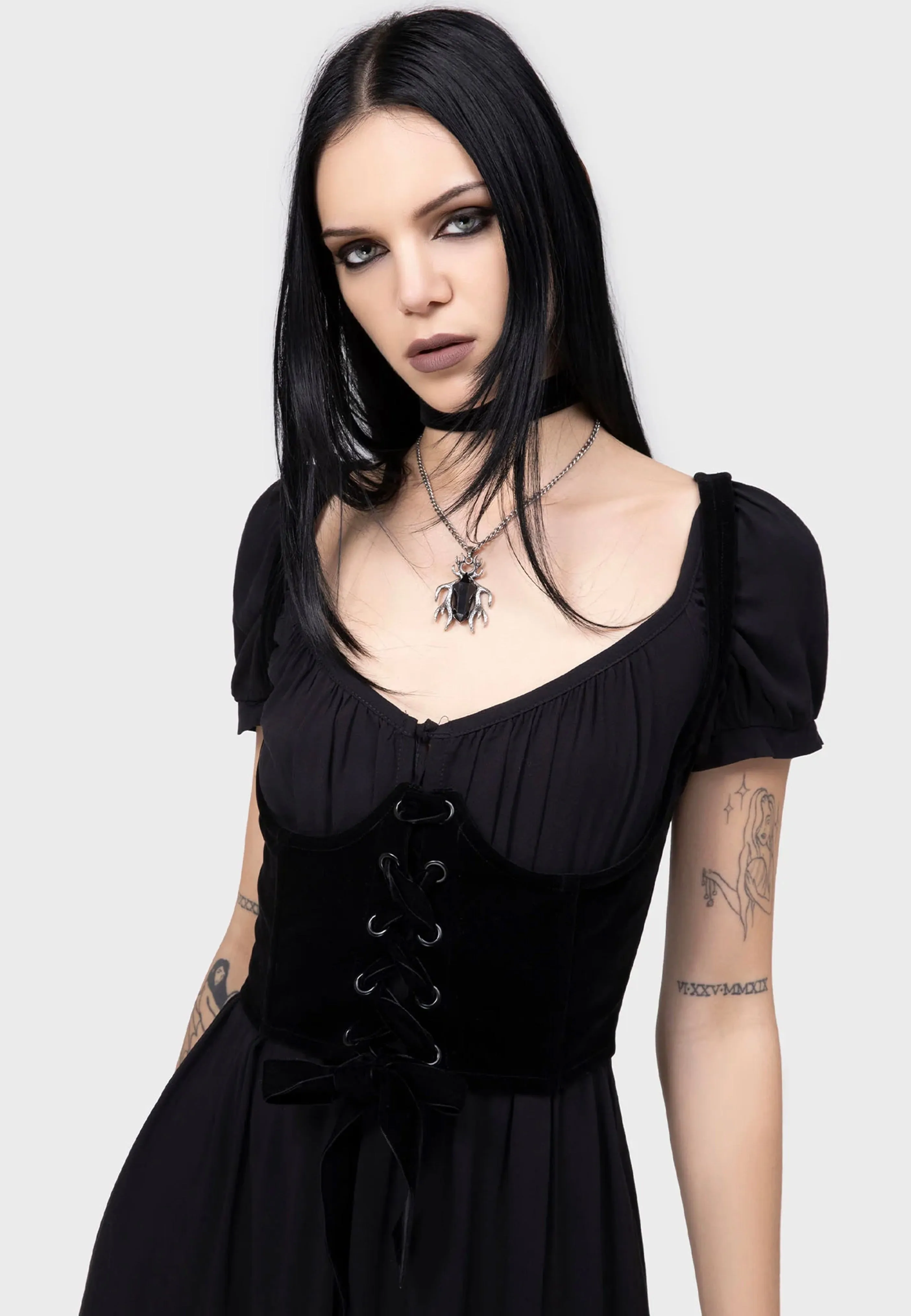 Easy Fresh Killstar x Moonbloom - Gloom and Garter Underbust Black - Top