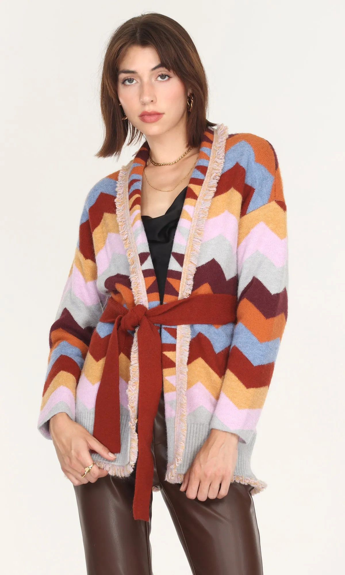 Easy iron Jacquard Sweater Cardigan