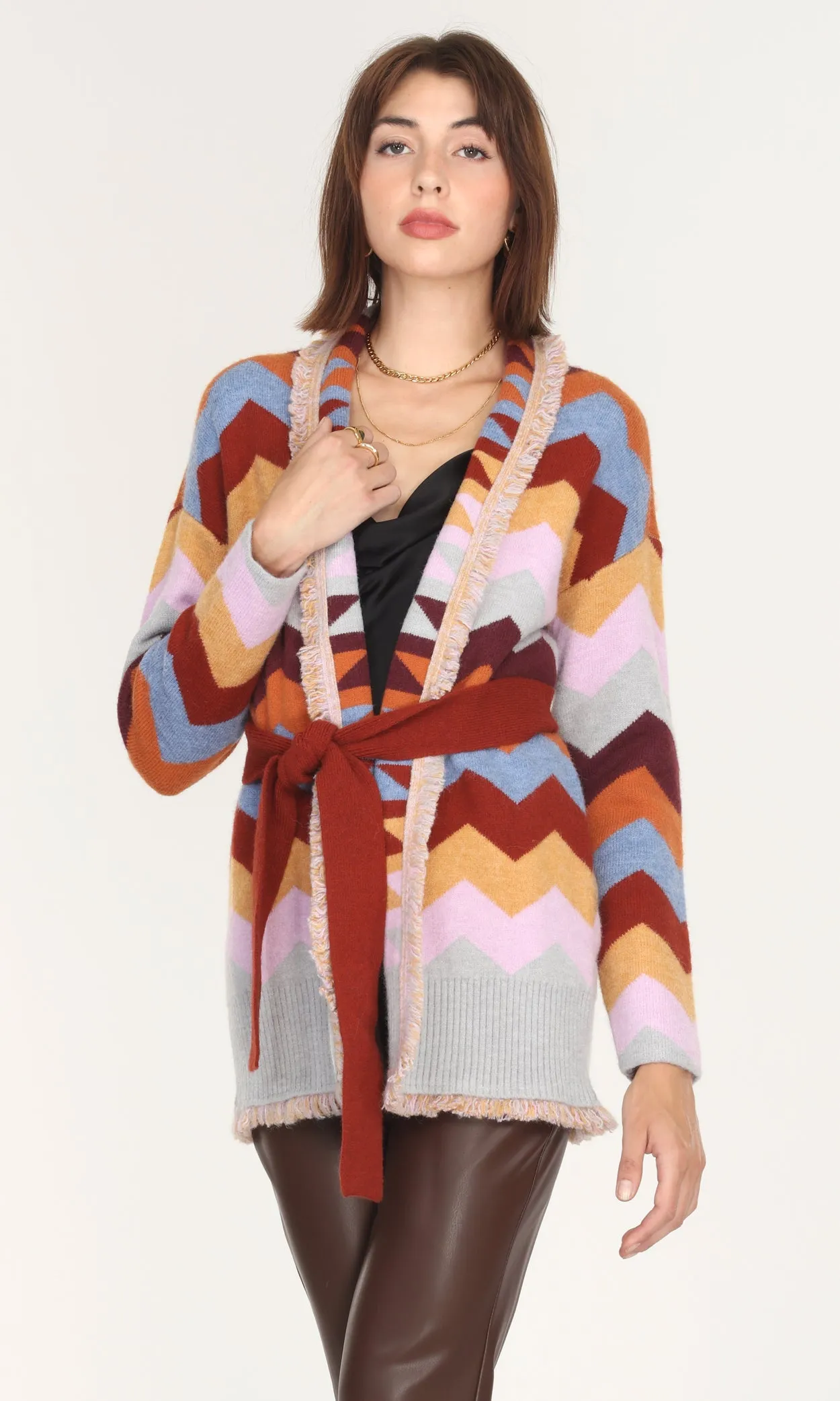Easy iron Jacquard Sweater Cardigan