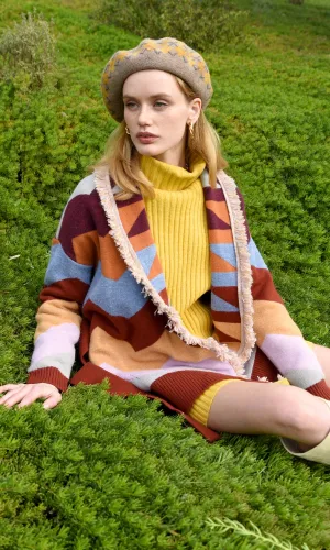 Jacquard Sweater Cardigan Layer Snapped