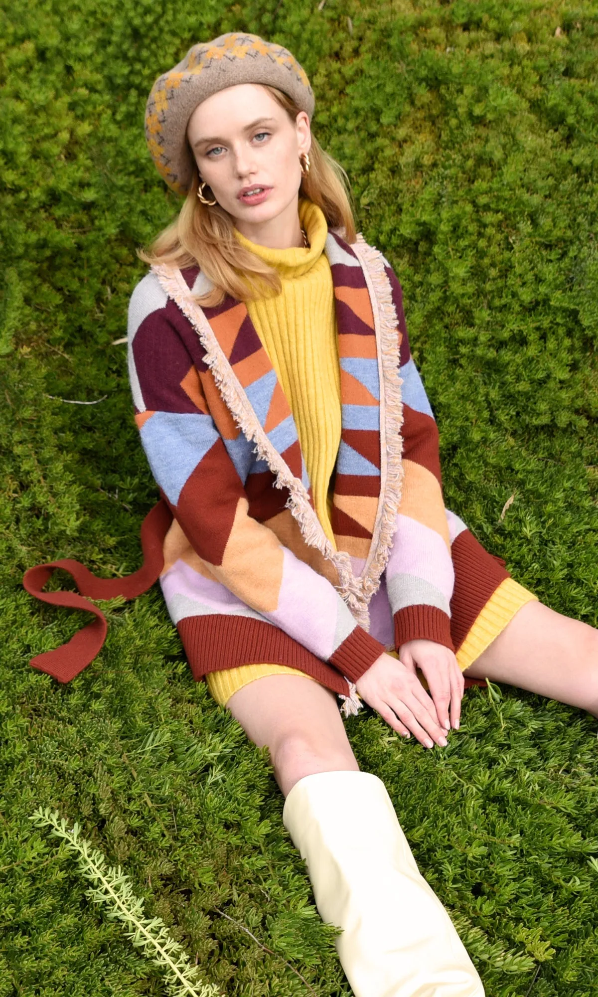Easy iron Jacquard Sweater Cardigan