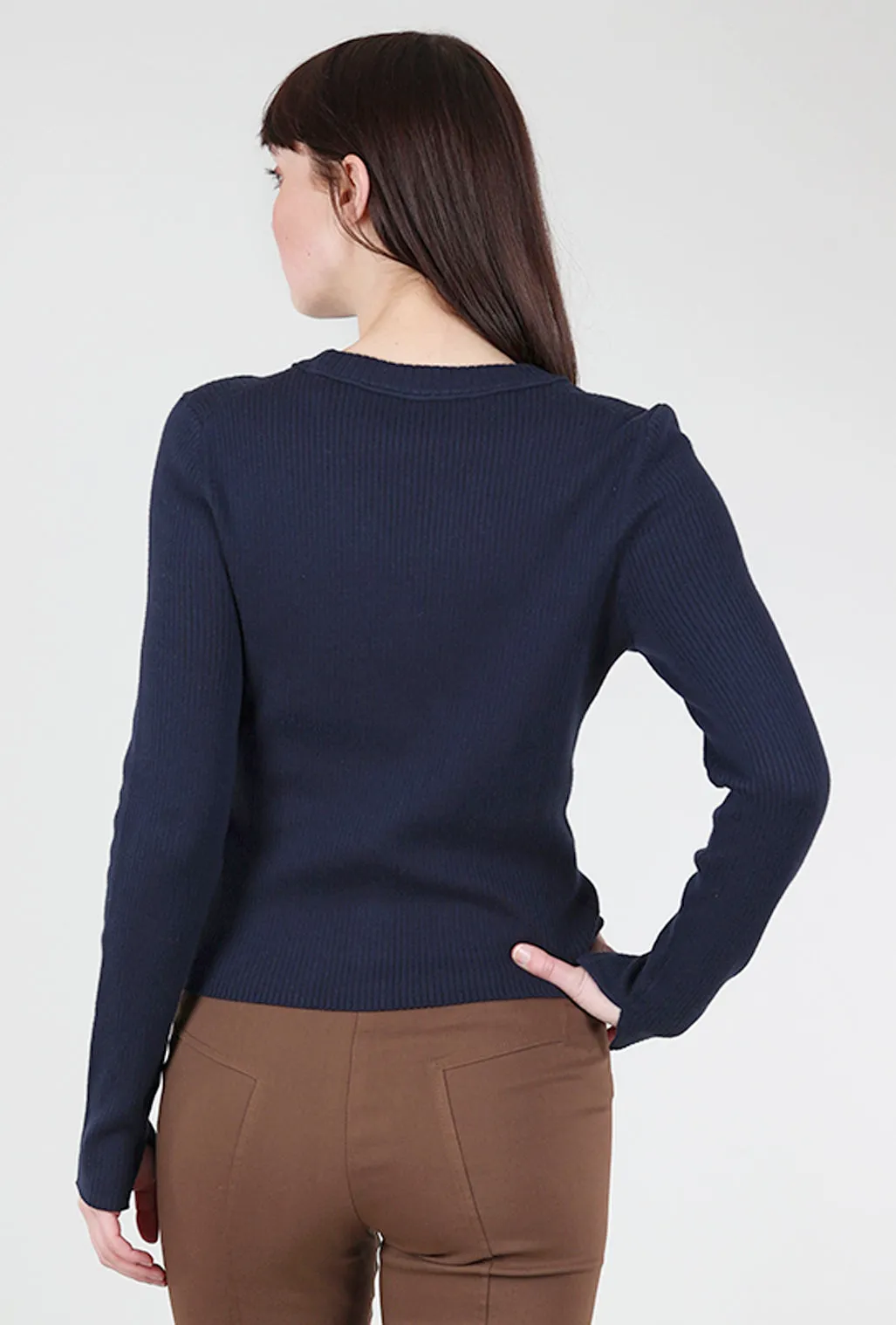 Easy Layer Anya Ribbed Cardie, Navy
