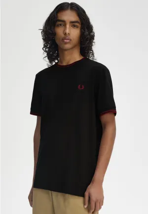 graduation Printed design Fred Perry - Twin Tipped Black/Burnt Red - T-Shirt