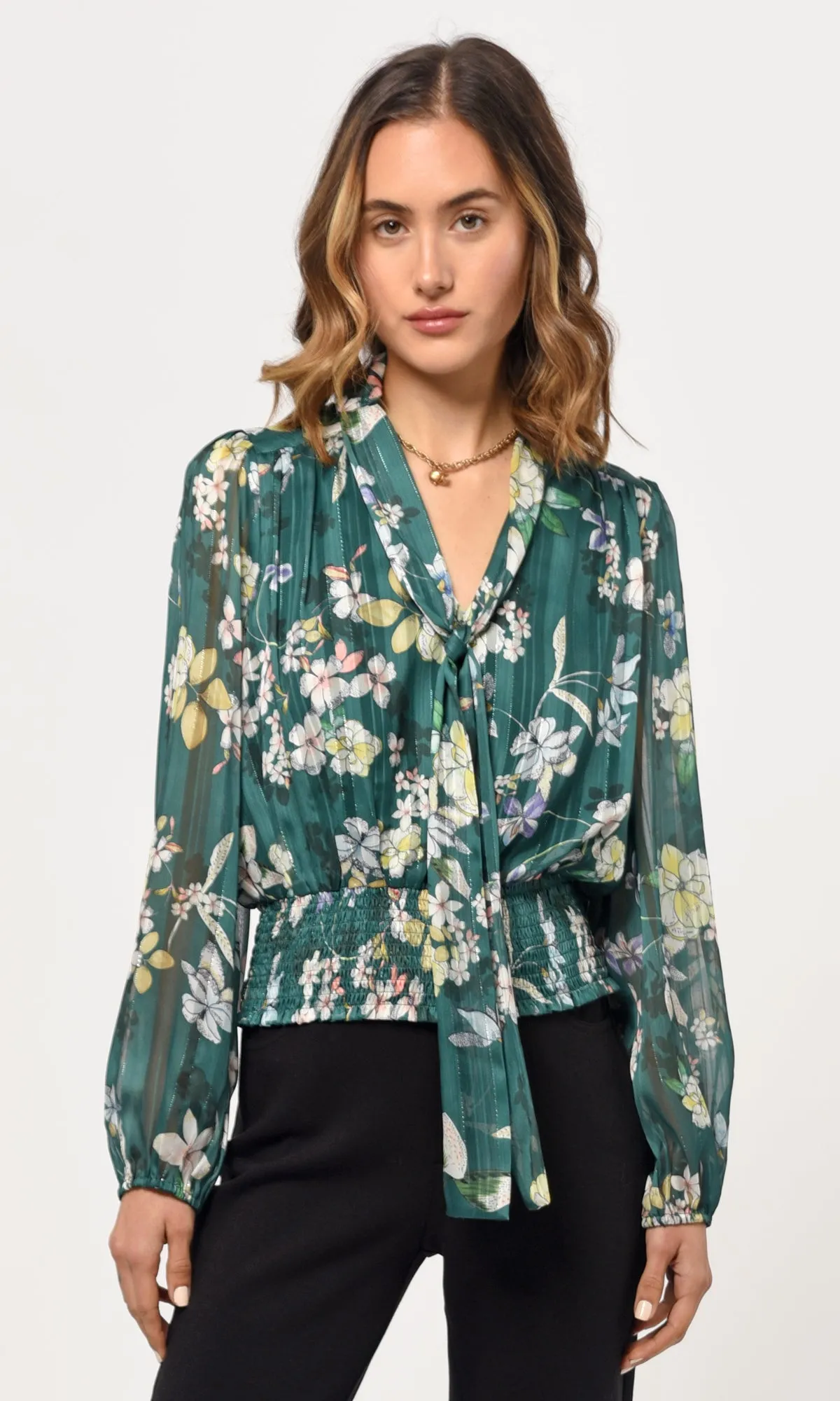 Easygoing Style Estelle Tie Neck Blouse