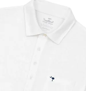 Polo Player Performance Fabric Palmetto Moon: Upcycled Surf Polo - White