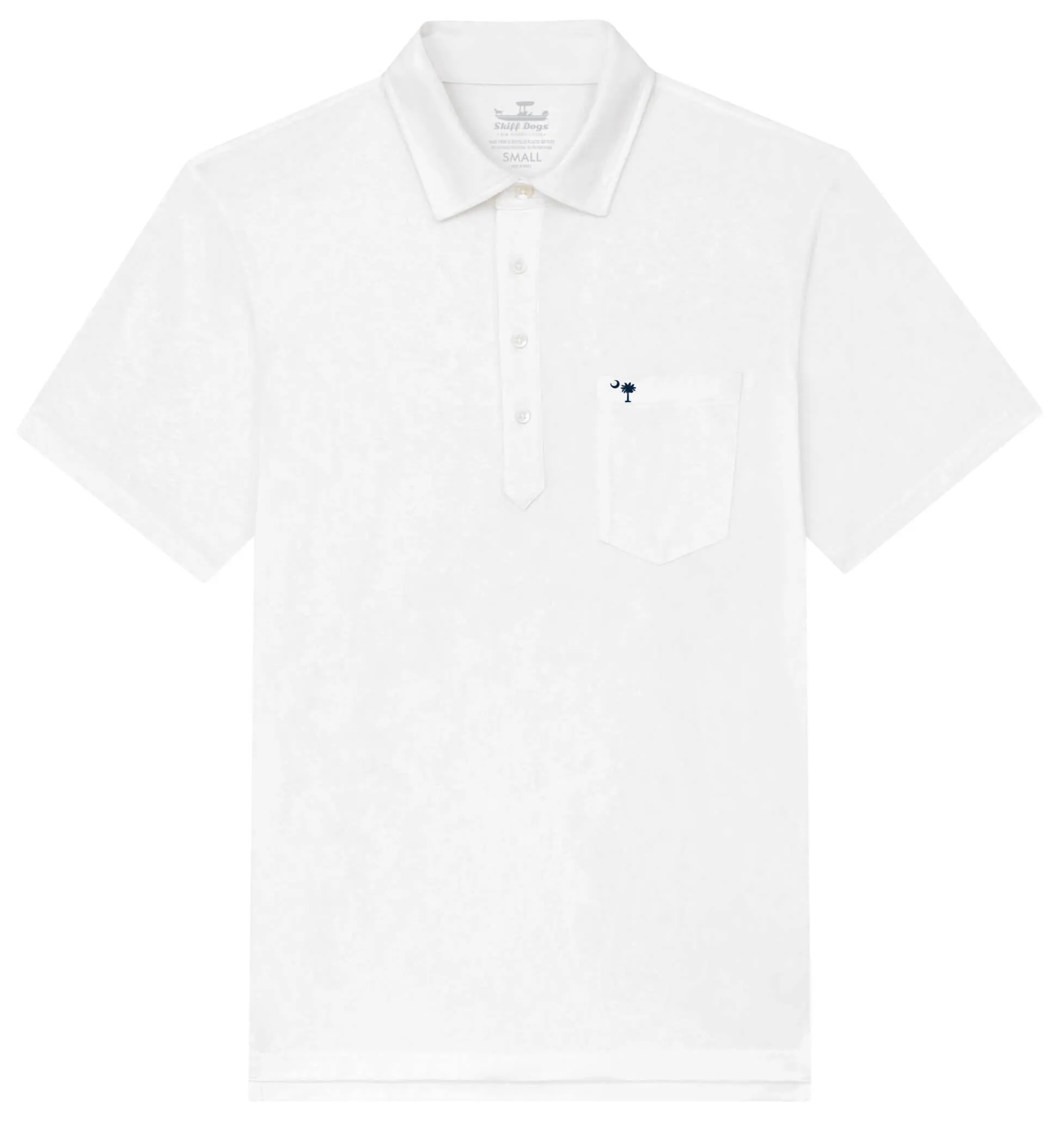 Eco-Cotton Palmetto Moon: Upcycled Surf Polo - White