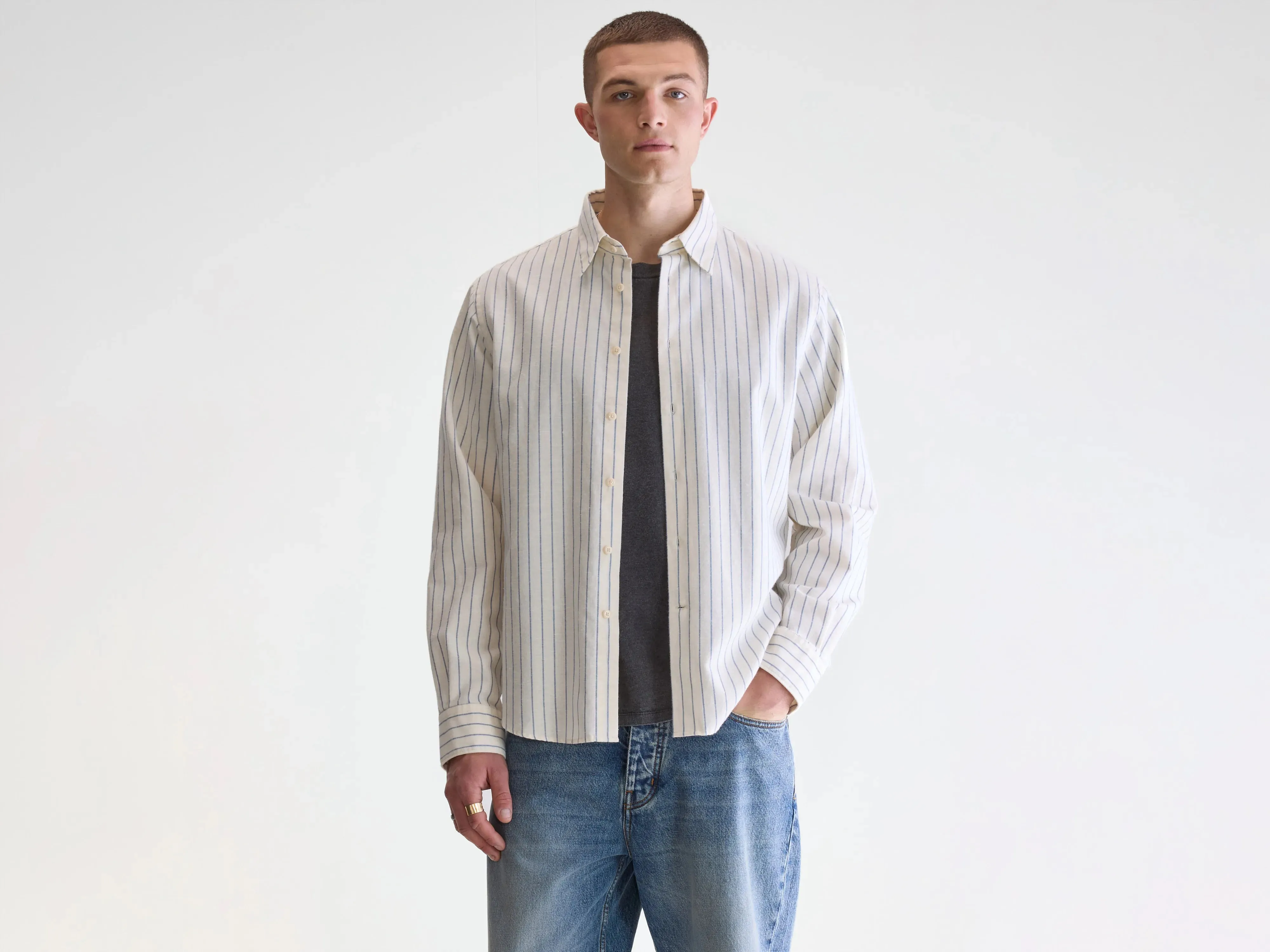 Franklin regular shirt (252 / M / STRIPE F) Daily Essential